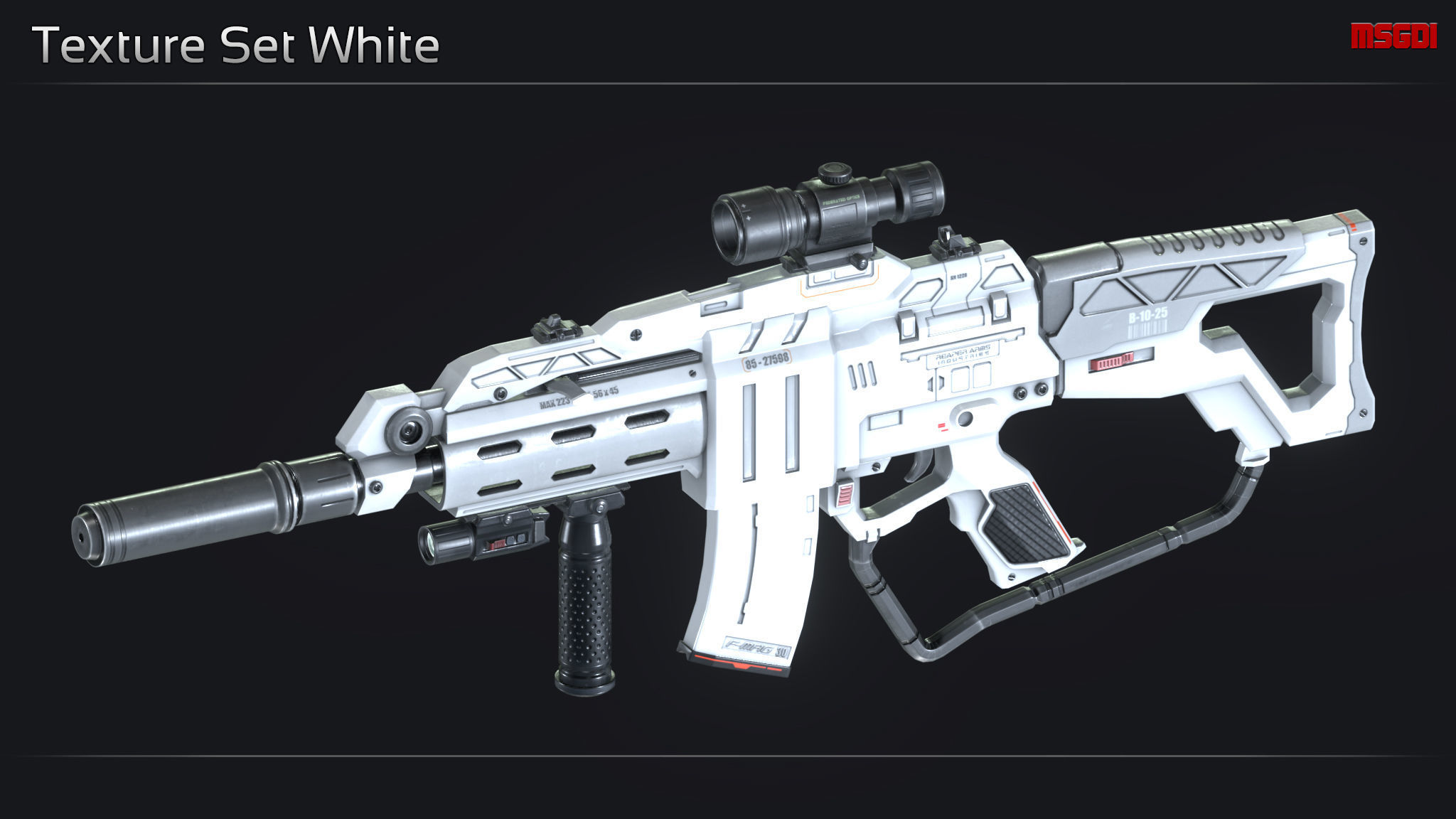 Scifi Assault Rifle MAK 223 Low-poly 3D model_14