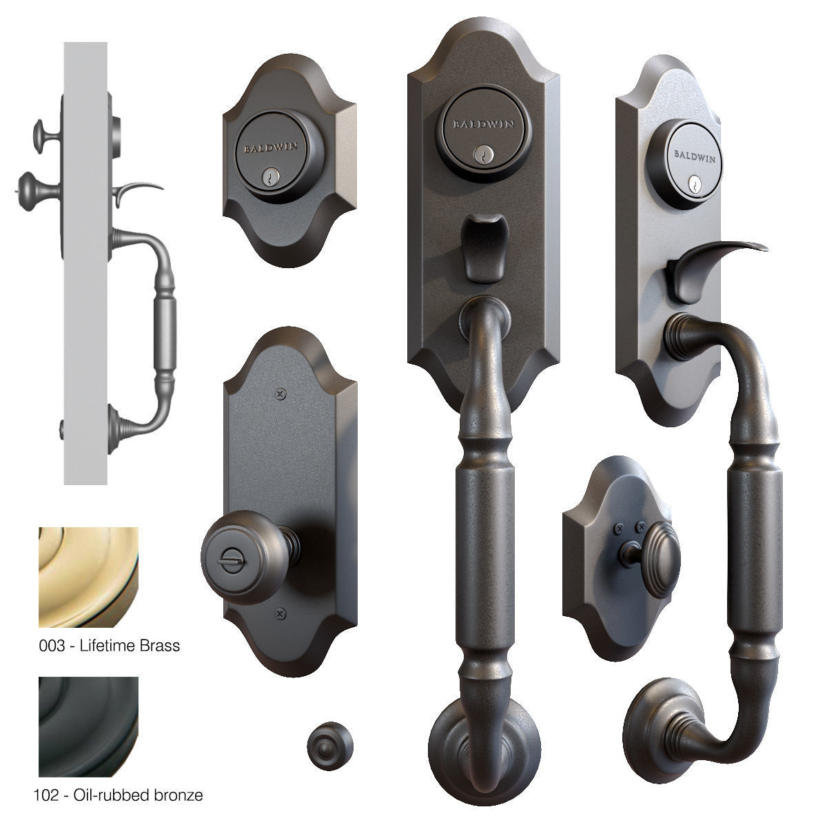 Ashton two-point lock handleset 3D model_1