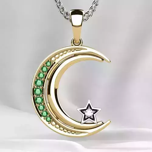 Islamic Moon Gold Pendant
