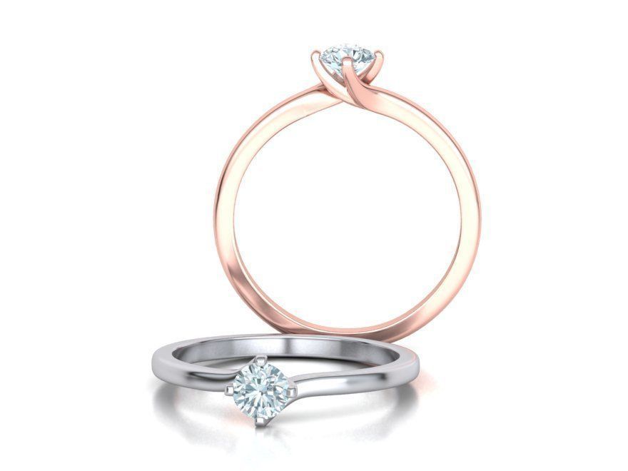 4 Claw Twisted Solitaire ring 3dmodel 3D print model_13