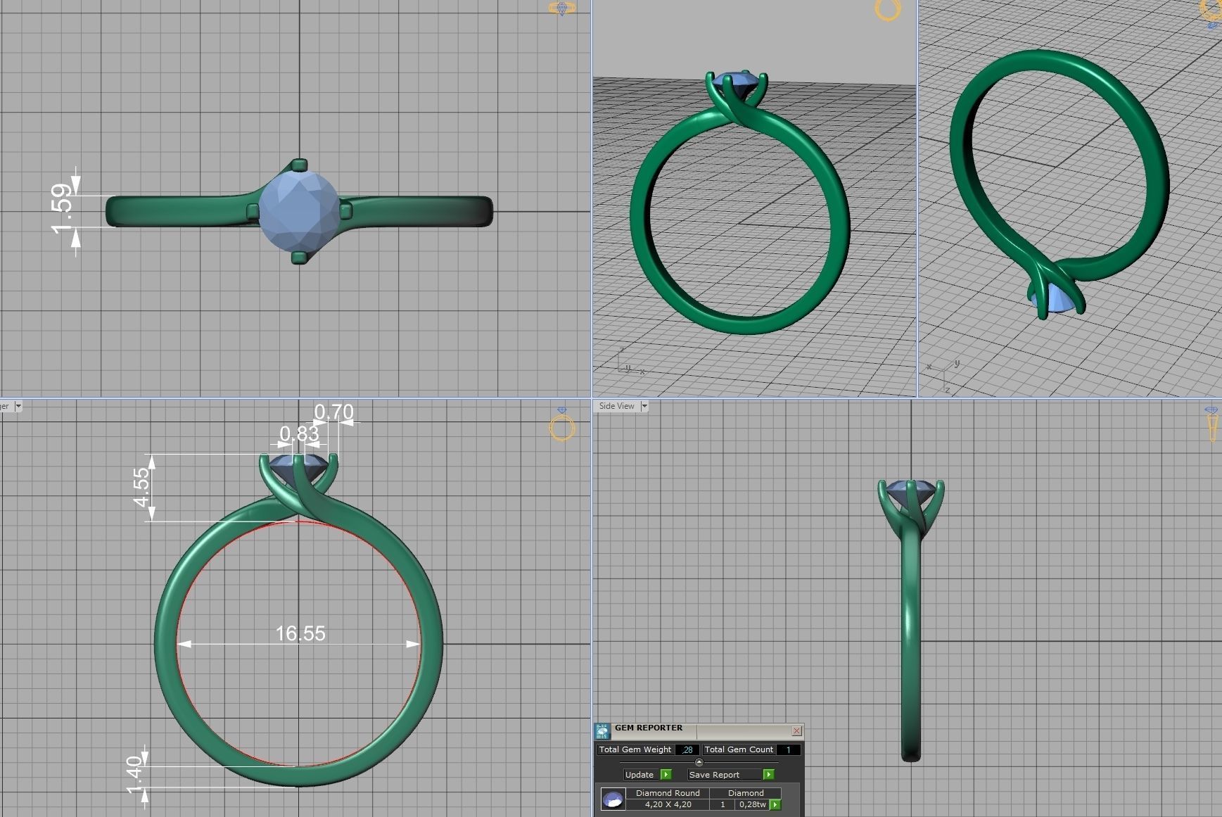 4 Claw Twisted Solitaire ring 3dmodel 3D print model_5