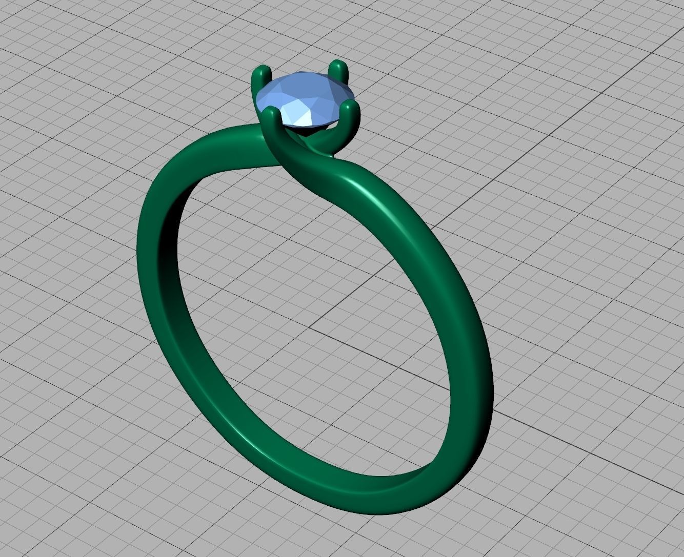 4 Claw Twisted Solitaire ring 3dmodel 3D print model_6
