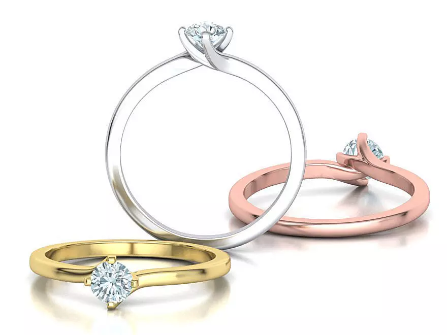 4 Claw Twisted Solitaire ring 3dmodel 3D print model_0