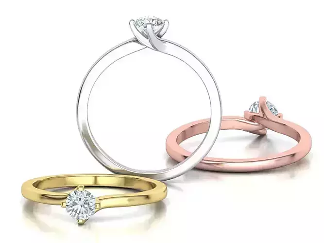 4 Claw Twisted Solitaire ring 3dmodel 3D print model