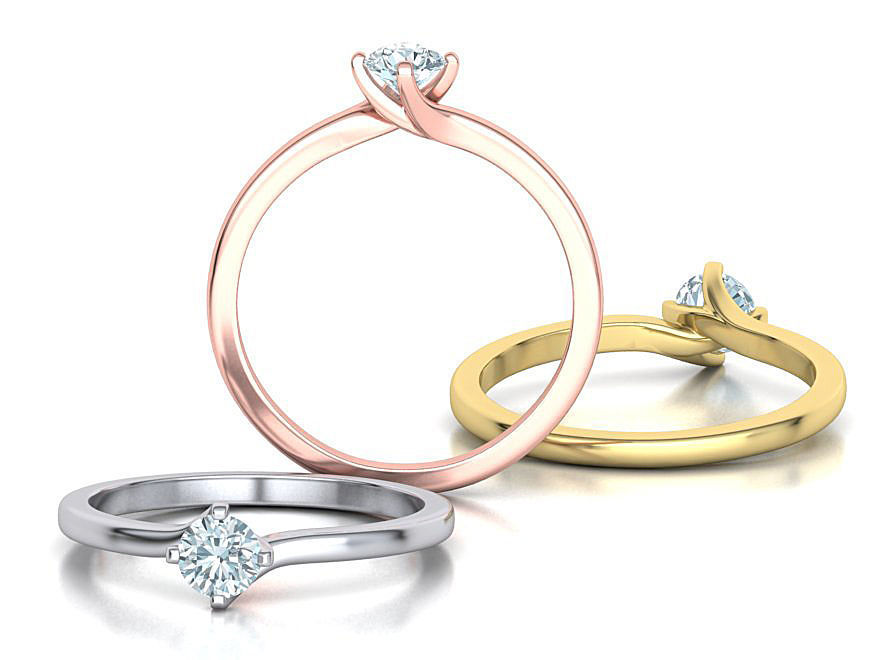 4 Claw Twisted Solitaire ring 3dmodel 3D print model_1