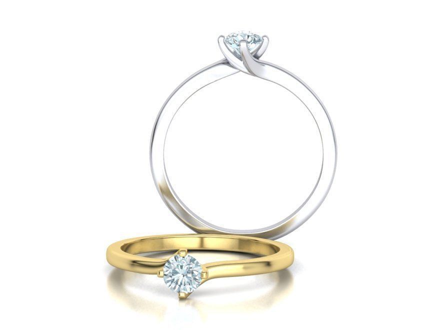 4 Claw Twisted Solitaire ring 3dmodel 3D print model_14