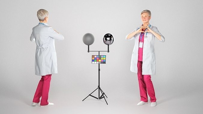 Smiling adult female doctor posing 130 Low-poly 3D model