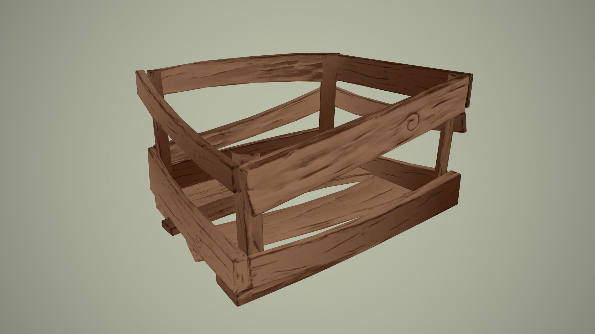 Wooden Crate Low-poly 3D model_5