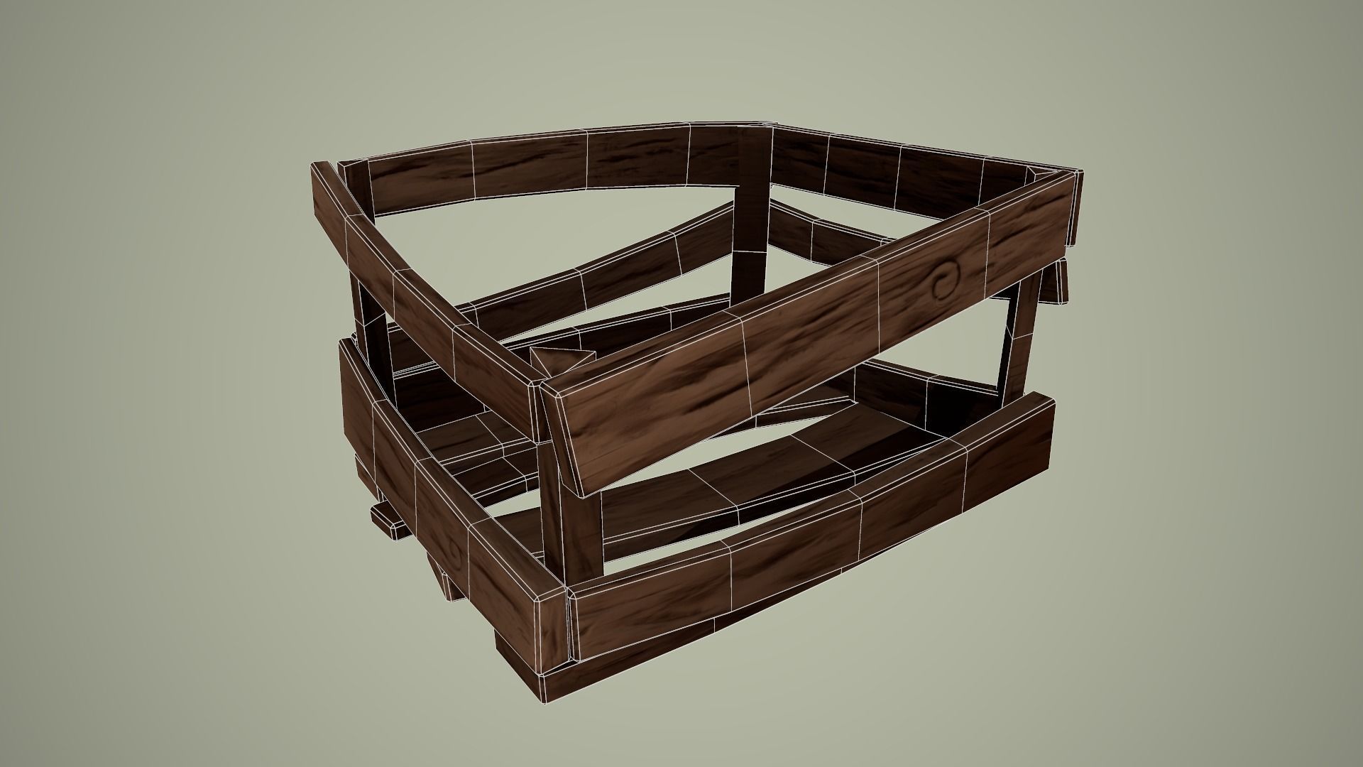 Wooden Crate Low-poly 3D model_3