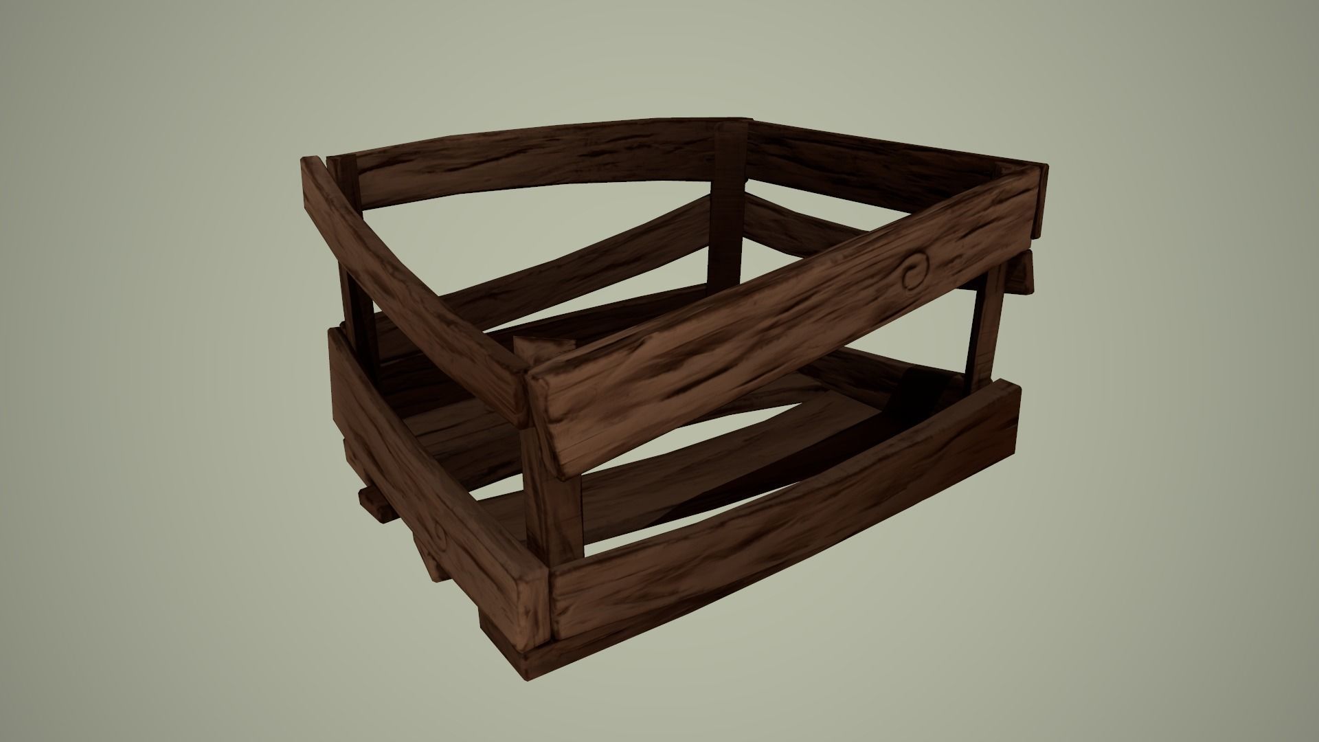 Wooden Crate Low-poly 3D model_2