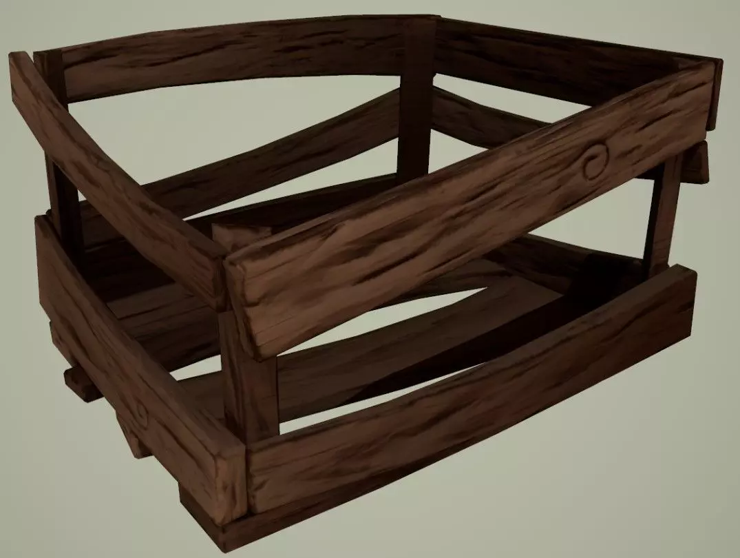 Wooden Crate Low-poly 3D model_0