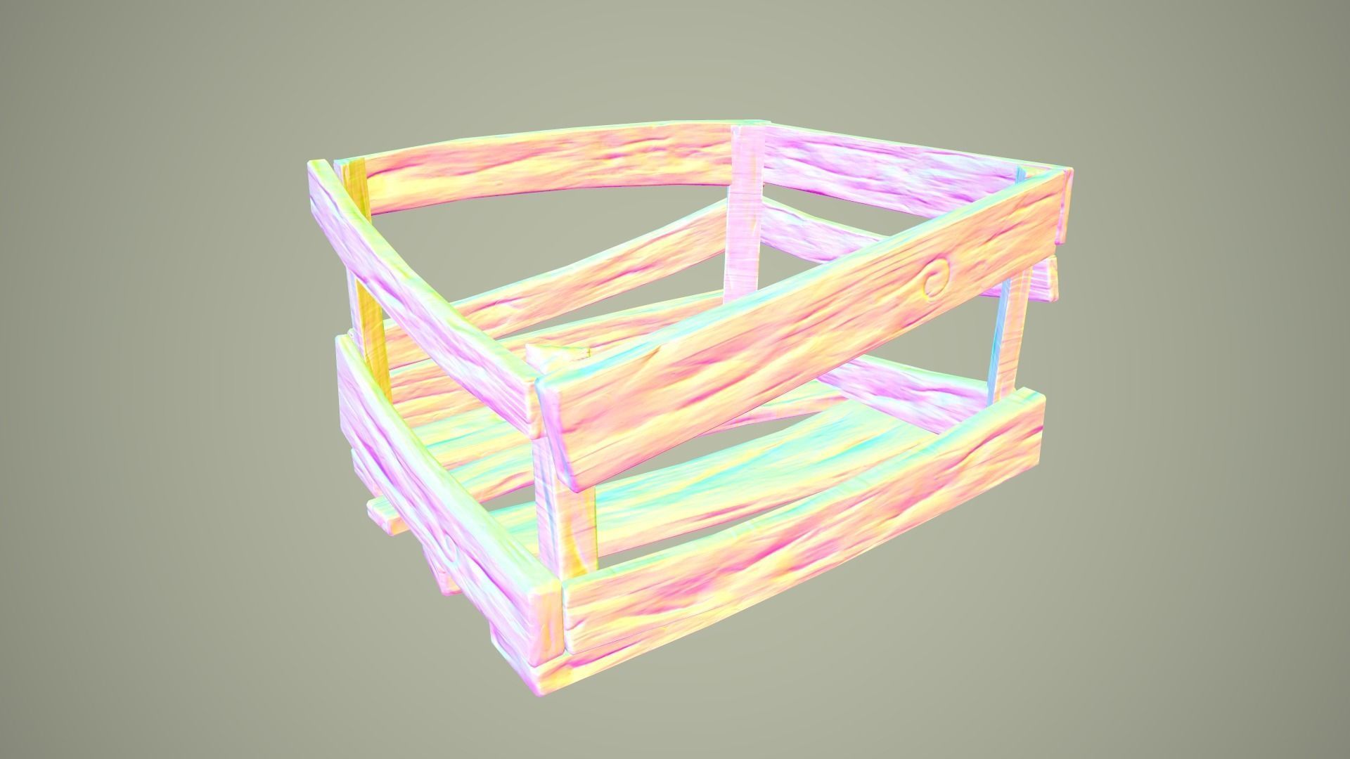 Wooden Crate Low-poly 3D model_4