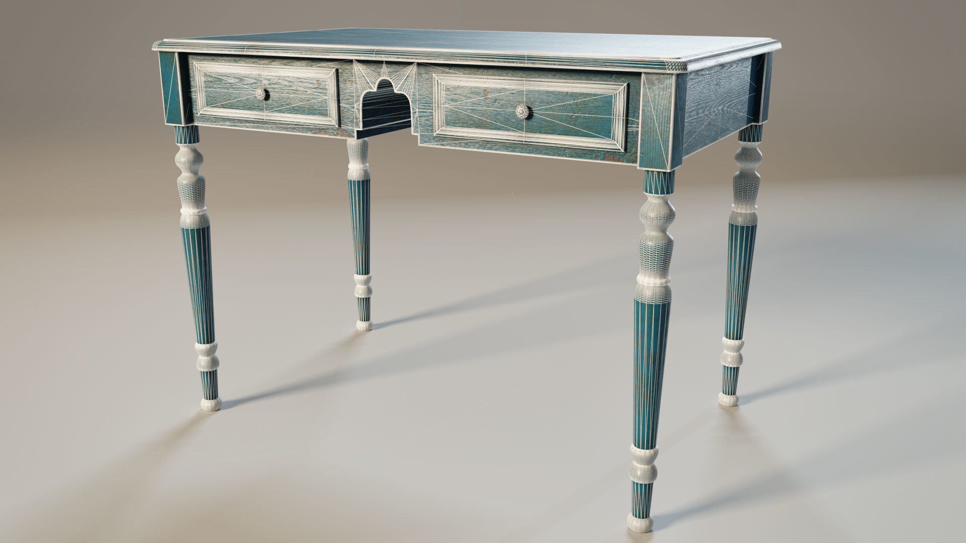 Rustic Table Low-poly 3D model_1