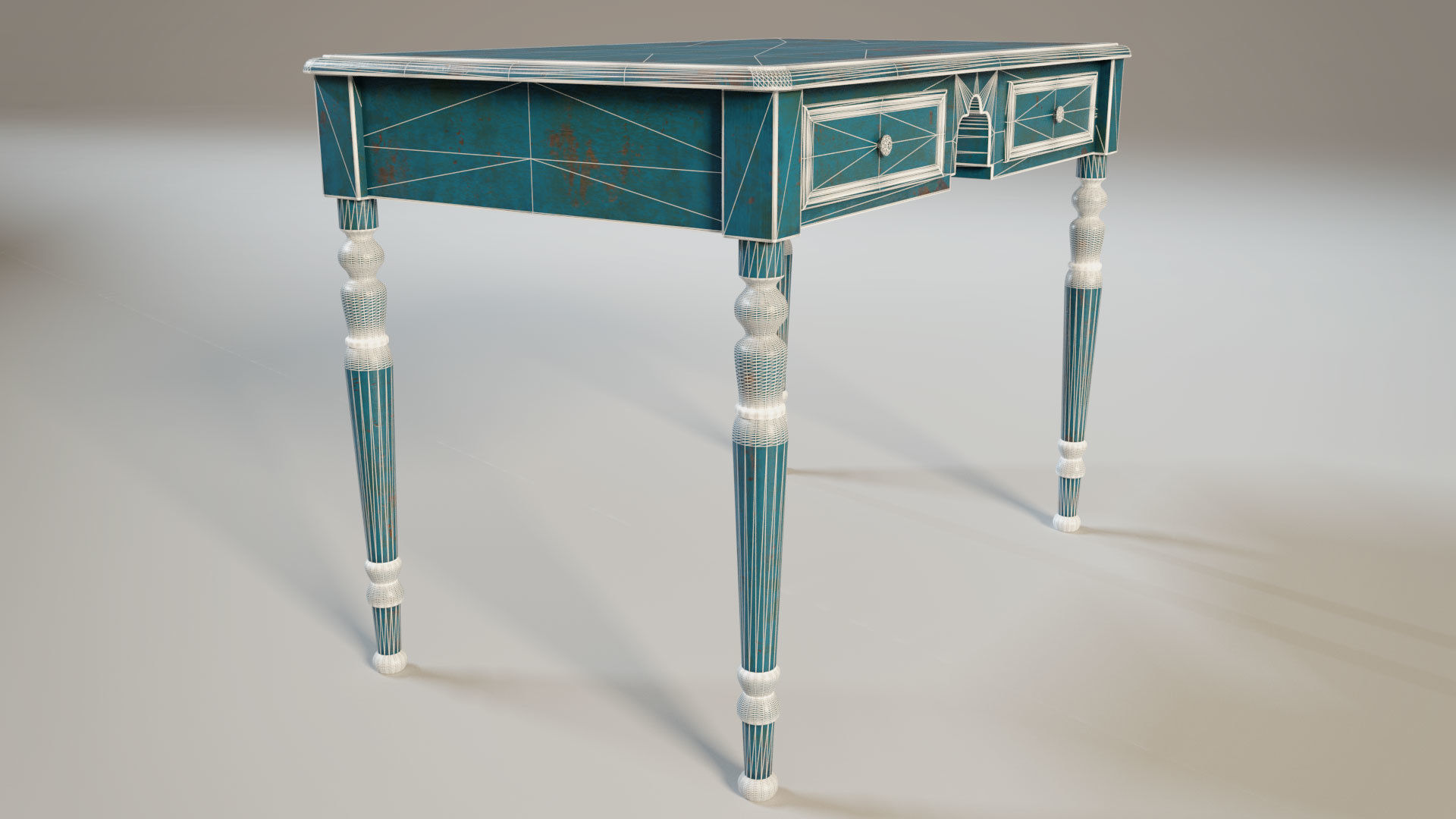 Rustic Table Low-poly 3D model_5