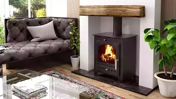 small living room design with Stove