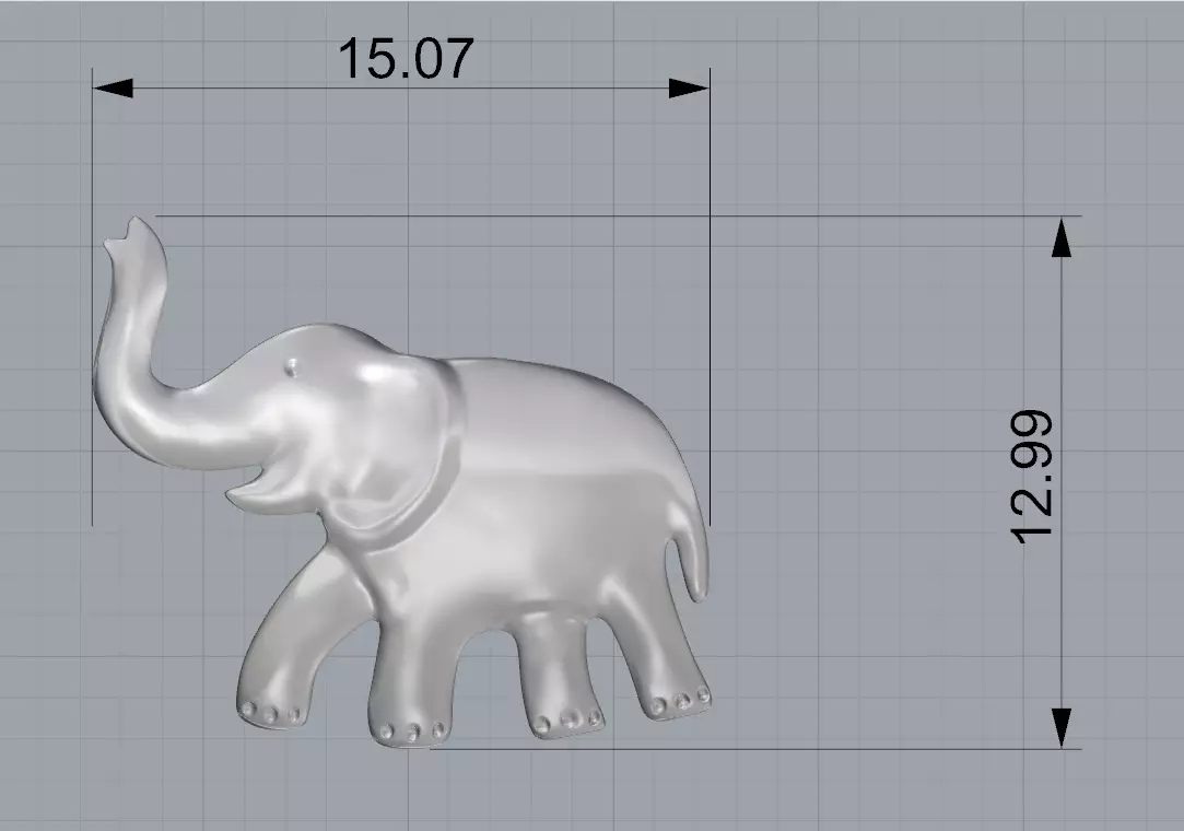 Flat elephant 3D print model