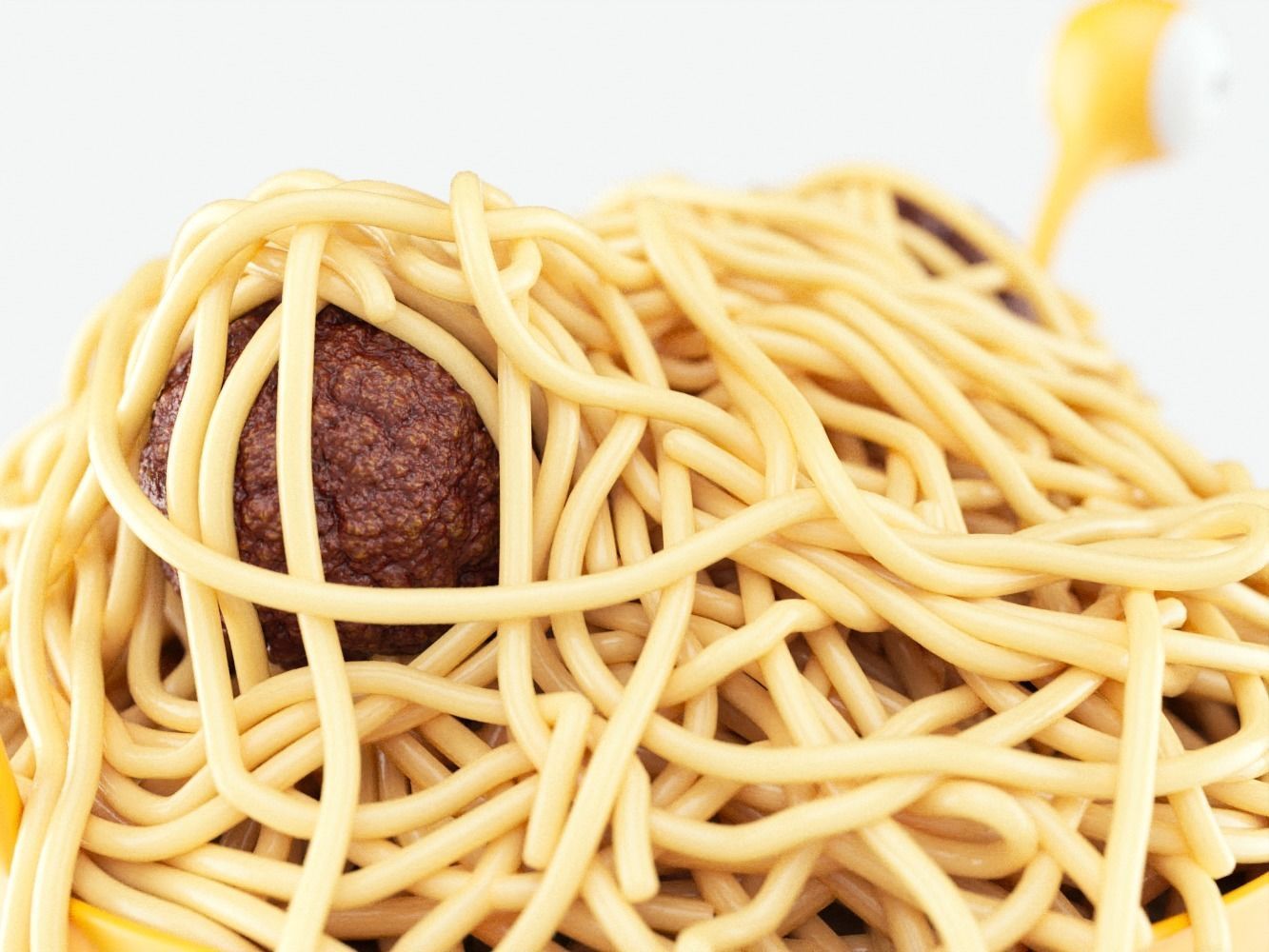 Spaghetti Monster Strainer with Noodles and Meatballs 3D model_7