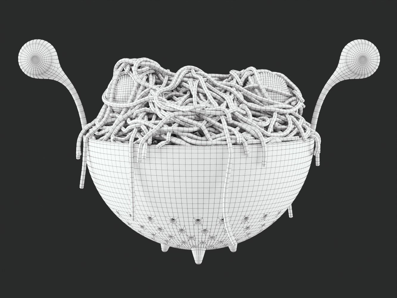 Spaghetti Monster Strainer with Noodles and Meatballs 3D model_16