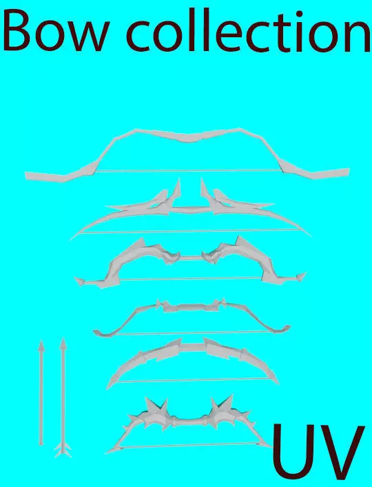 Collection low poly bows for coloring separate UV Free low-poly 3D model