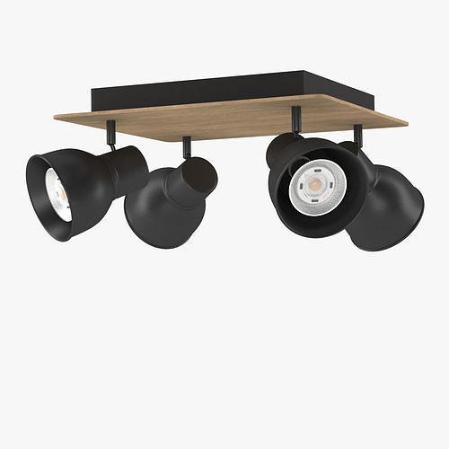 Ceiling LED spots wood 3D model