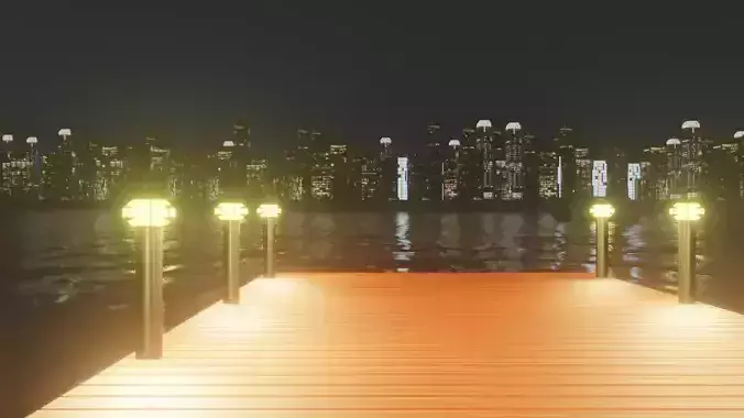 Low Poly City with river