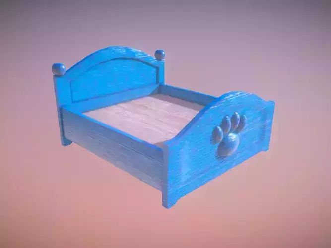 Blue Cute Paw Bed Low Poly Game Ready Low-poly 3D model