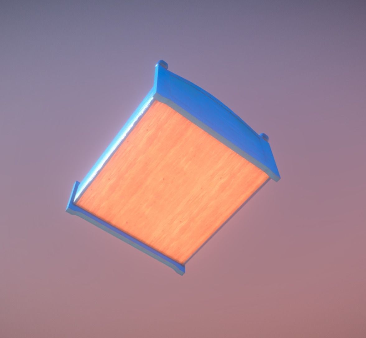 Blue Cute Paw Bed Low Poly Game Ready Low-poly 3D model_3