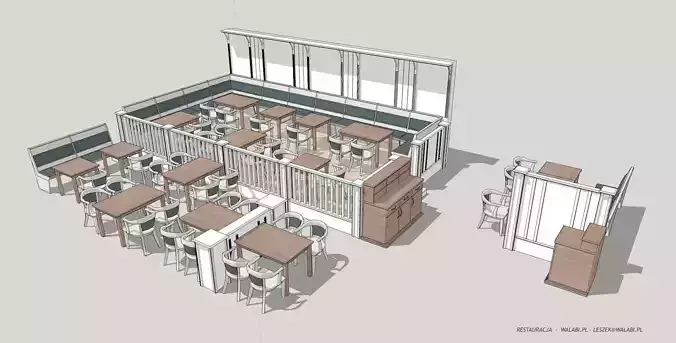 Restaurant cafe in box 3D model