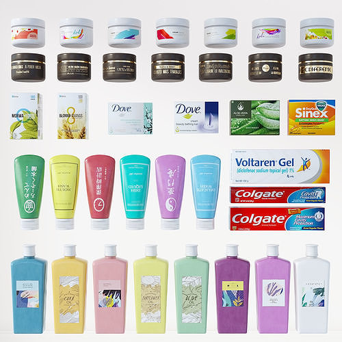CosmeticSet2 types of cosmetics and toiletries 3D model