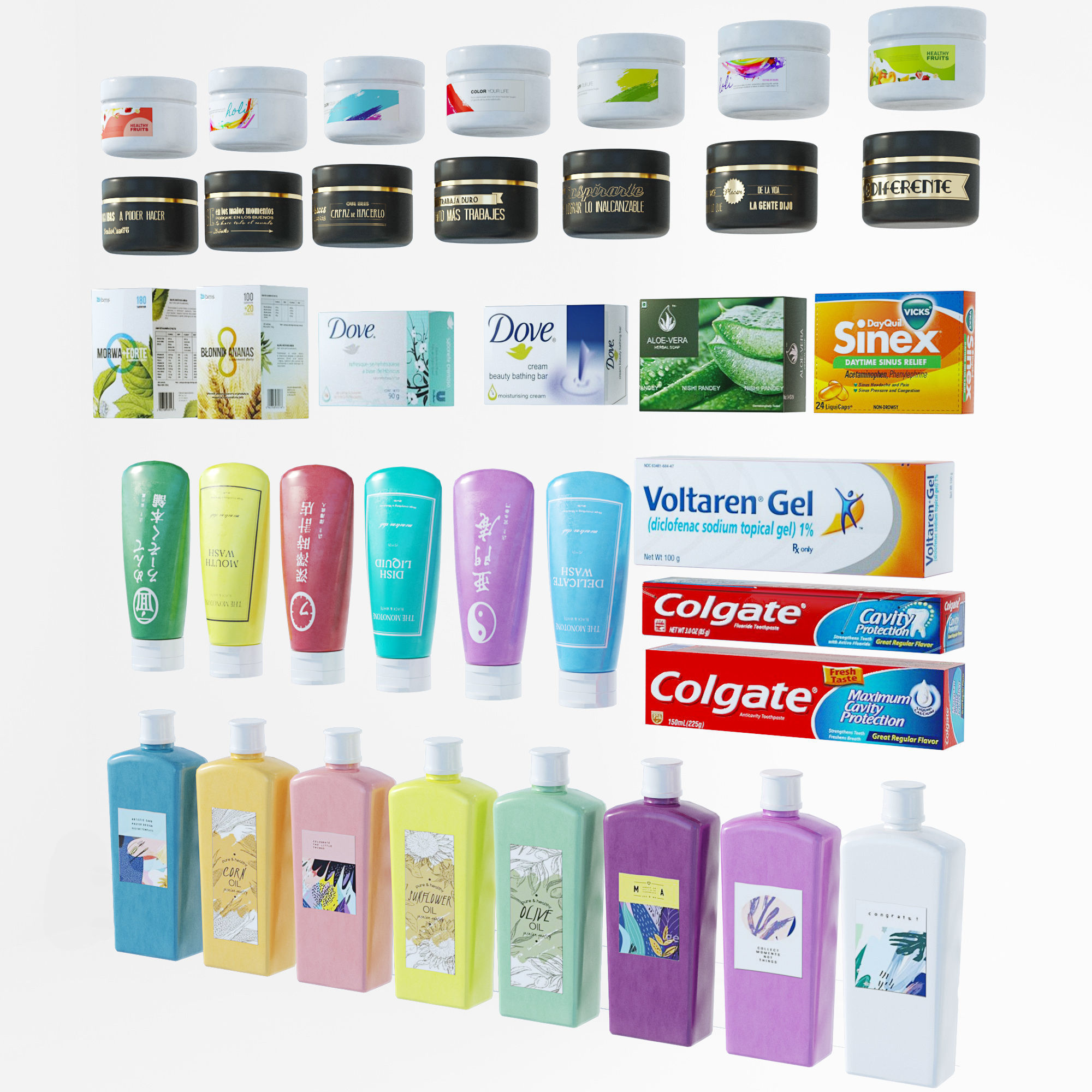 CosmeticSet2 types of cosmetics and toiletries 3D model_1