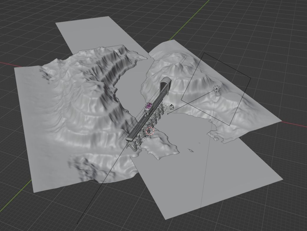 Tram Goes Through Canyon 3D model_2