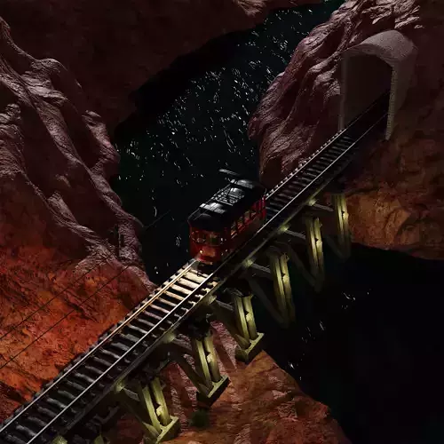 Tram Goes Through Canyon