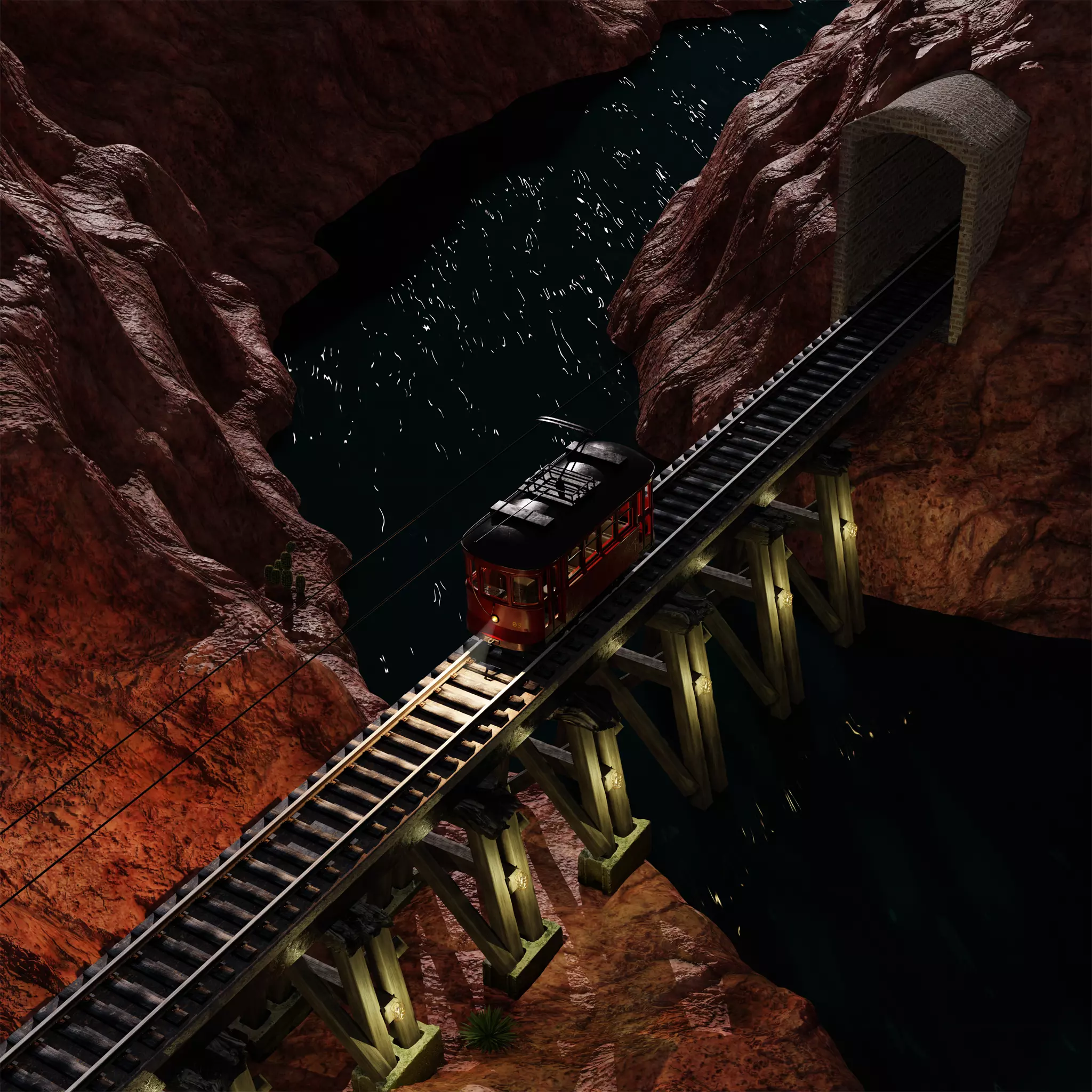 Tram Goes Through Canyon 3D model_0