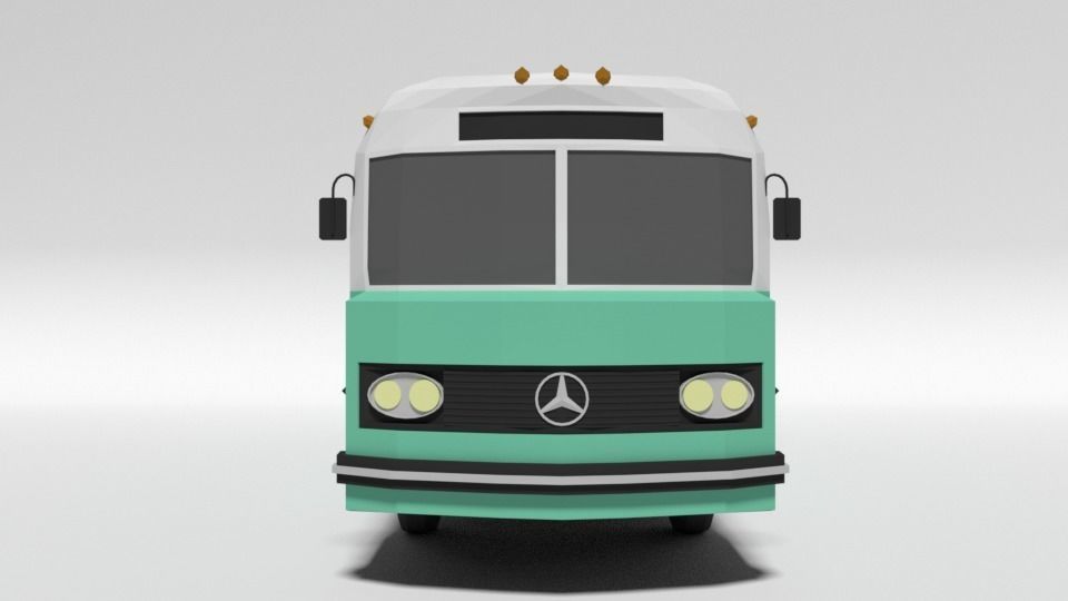 Low Poly Cartoon Retro Bus Low-poly 3D model_7
