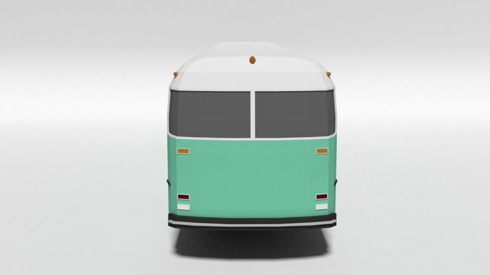 Low Poly Cartoon Retro Bus Low-poly 3D model_3