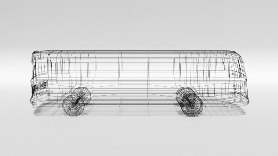 Low Poly Cartoon Retro Bus Low-poly 3D model_10