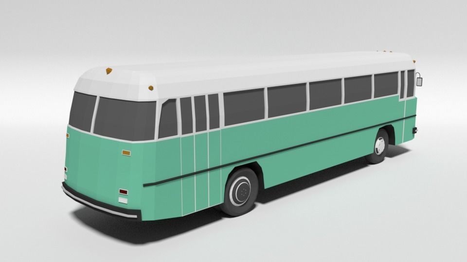 Low Poly Cartoon Retro Bus Low-poly 3D model_4