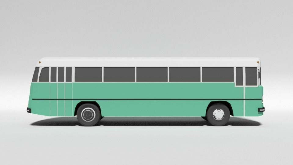Low Poly Cartoon Retro Bus Low-poly 3D model_5