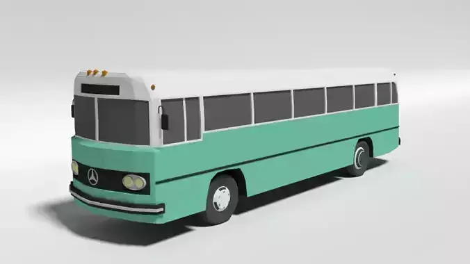 Low Poly Cartoon Retro Bus