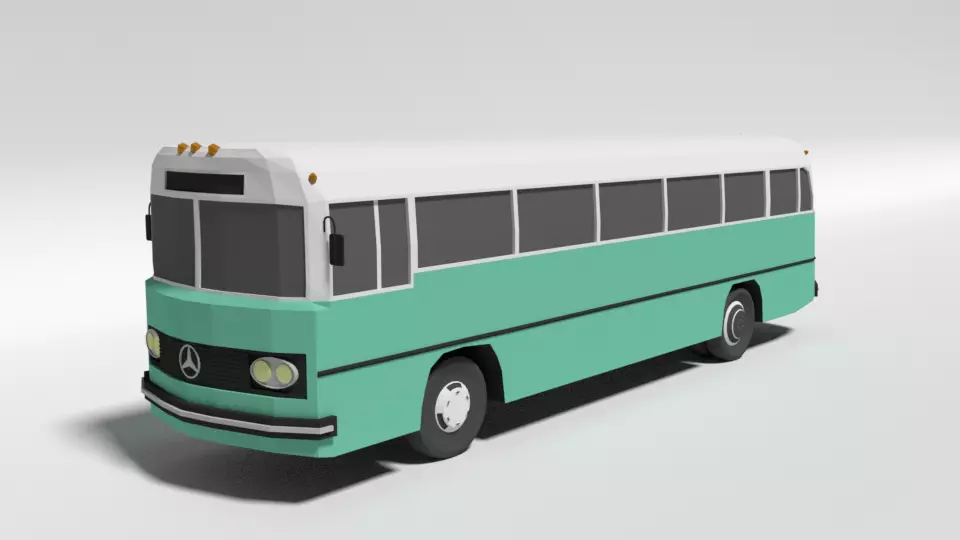 Low Poly Cartoon Retro Bus Low-poly 3D model_0
