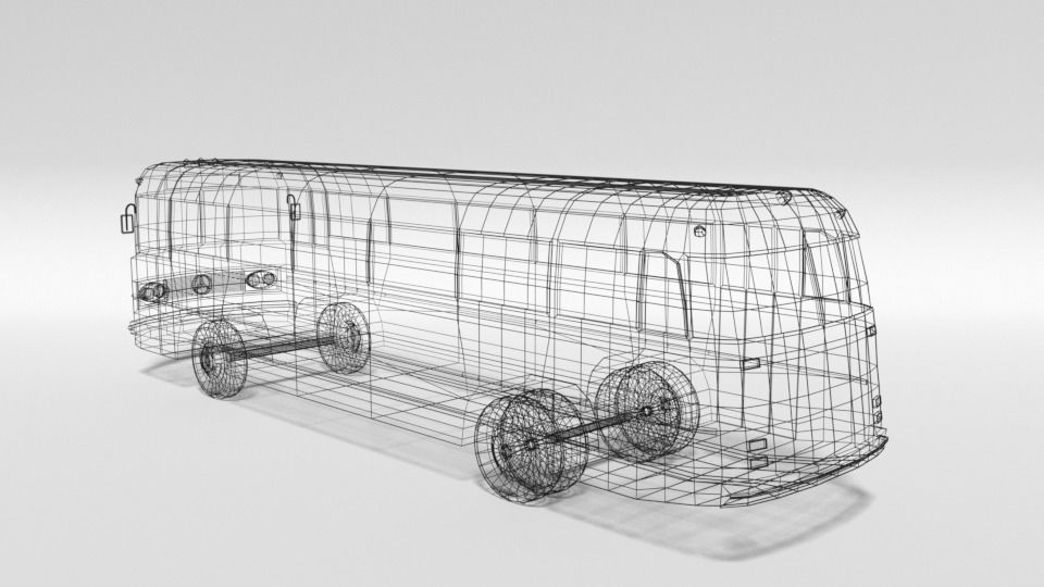 Low Poly Cartoon Retro Bus Low-poly 3D model_11