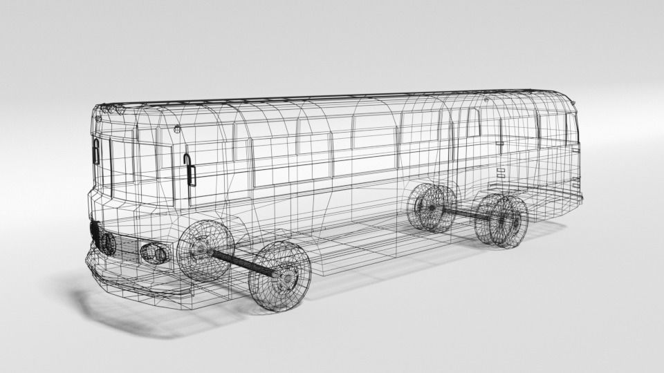 Low Poly Cartoon Retro Bus Low-poly 3D model_9