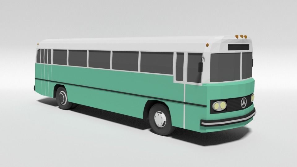 Low Poly Cartoon Retro Bus Low-poly 3D model_6