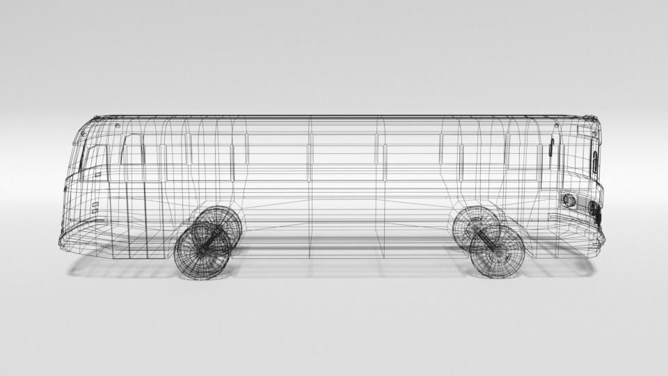 Low Poly Cartoon Retro Bus Low-poly 3D model_14