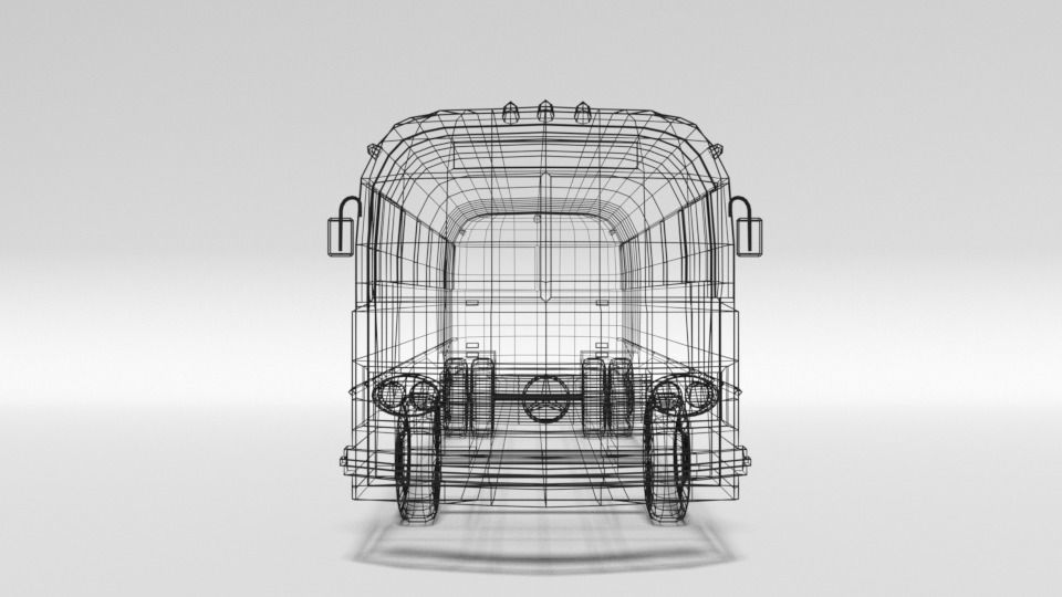 Low Poly Cartoon Retro Bus Low-poly 3D model_16