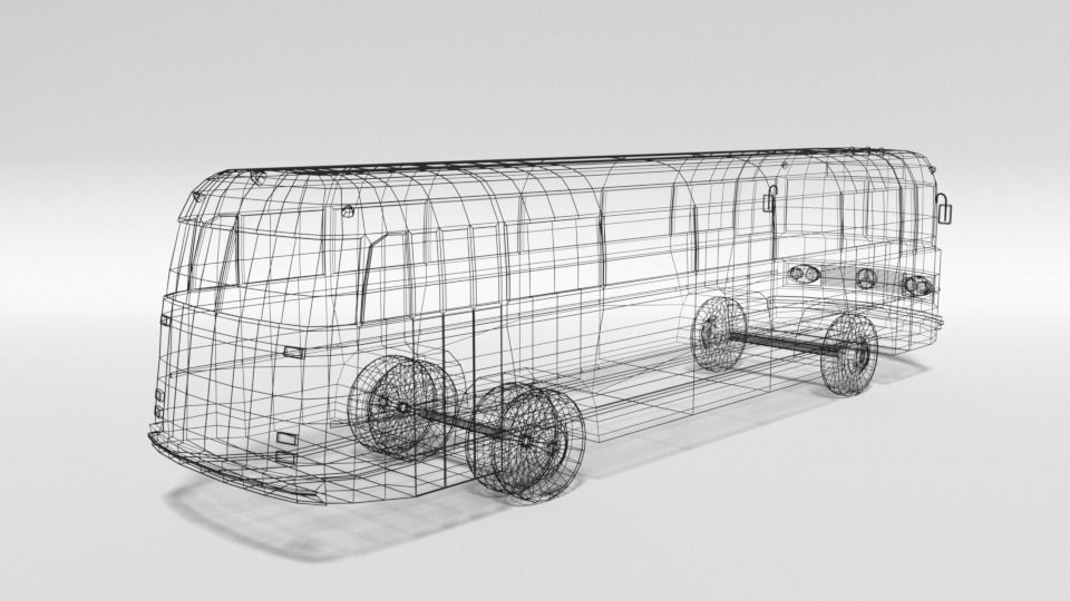 Low Poly Cartoon Retro Bus Low-poly 3D model_13