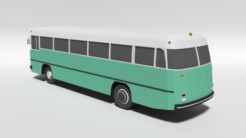 Low Poly Cartoon Retro Bus Low-poly 3D model_2