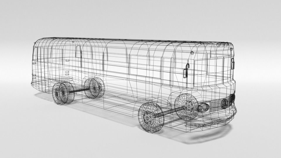 Low Poly Cartoon Retro Bus Low-poly 3D model_15