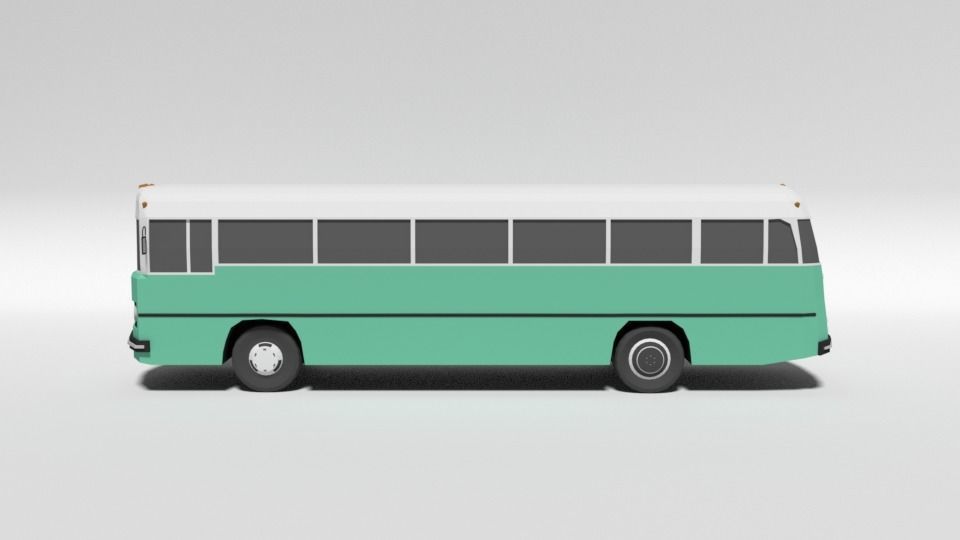 Low Poly Cartoon Retro Bus Low-poly 3D model_1