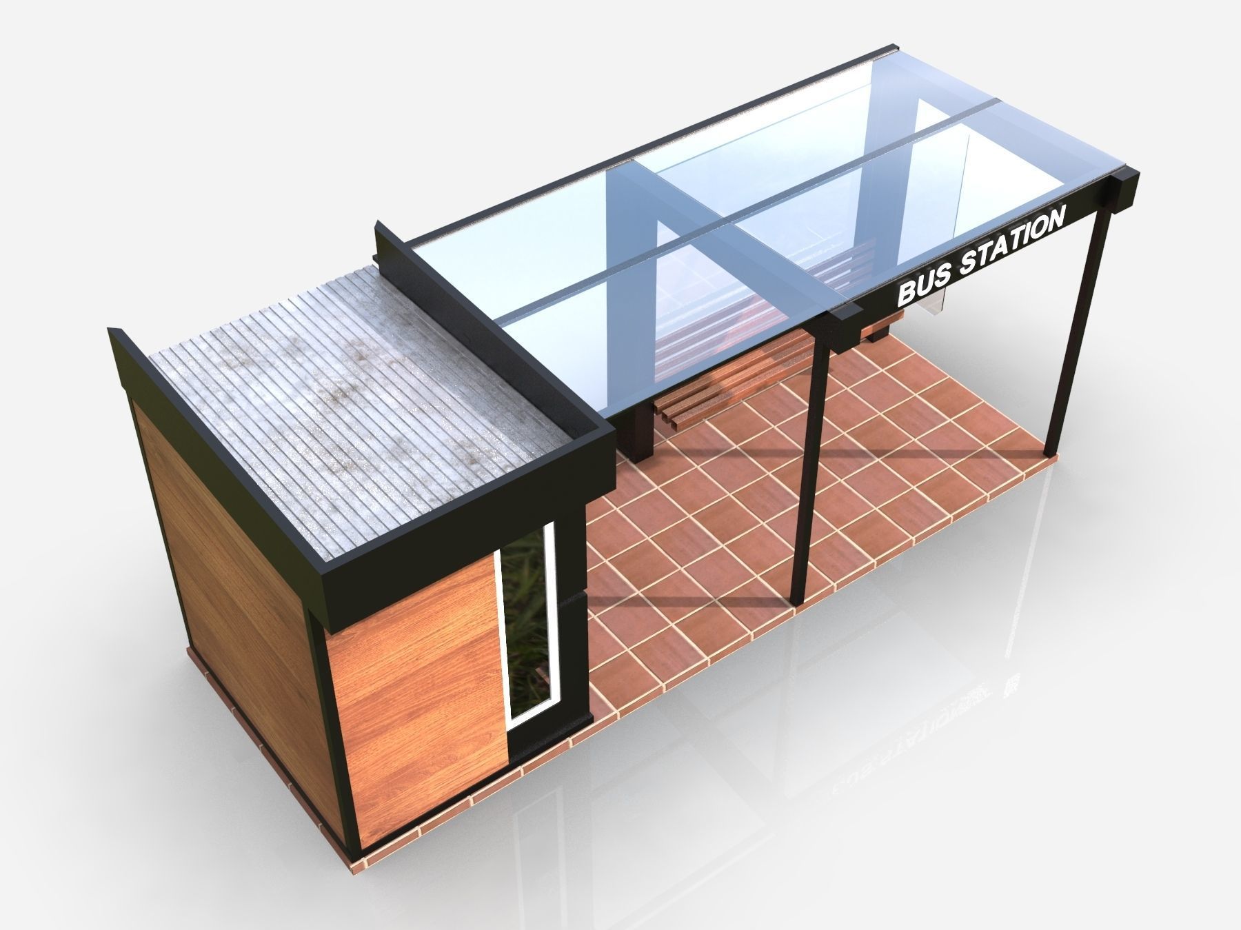 Bus station 3D model_8